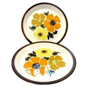 Vintage Doverstone Staffordshire England Heather Bouquet Design Plates Set of 2